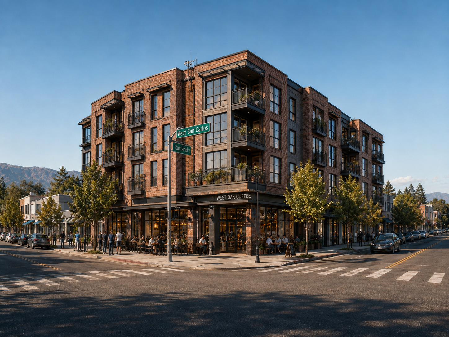 Brick loft design direction for the corner building