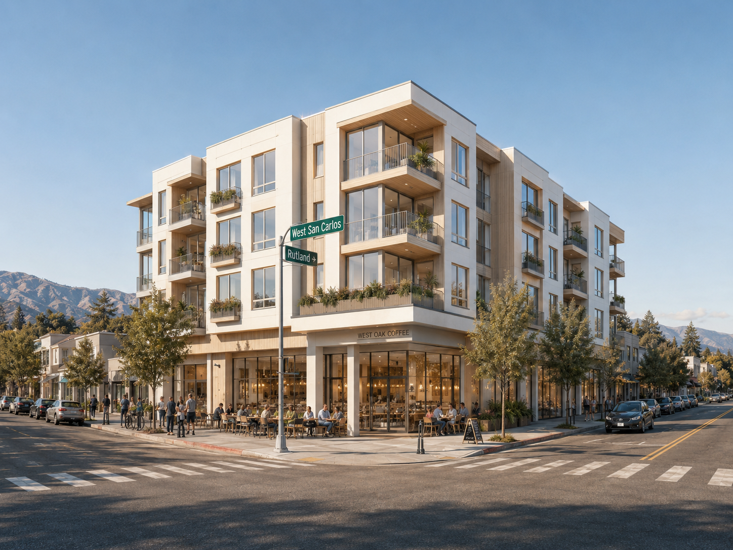 Mission revival design direction for the corner building