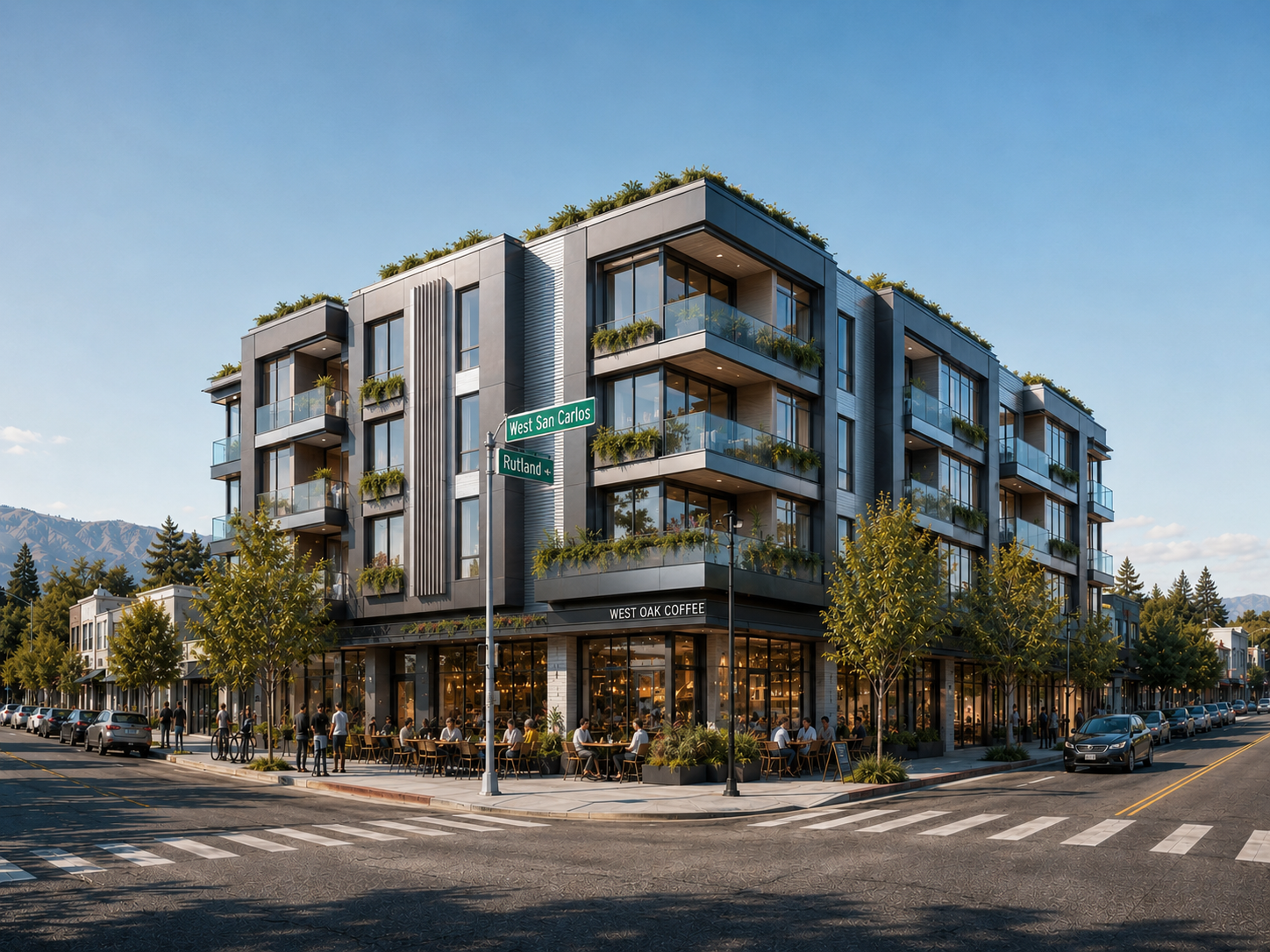 Modern metal design direction for the corner building